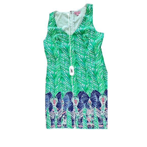 Lilly Pulitzer Tandie Shift Dress Costa Toucan Green Elephants 10 NWOT Coastal - Picture 8 of 13